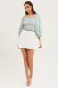 Check Shirred Top Three-Quarter Crop sold by Ally Fashion