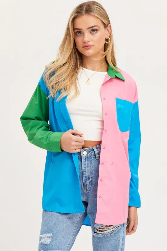 Multi Shirt Top Long Sleeve Collared sold by Ally Fashion