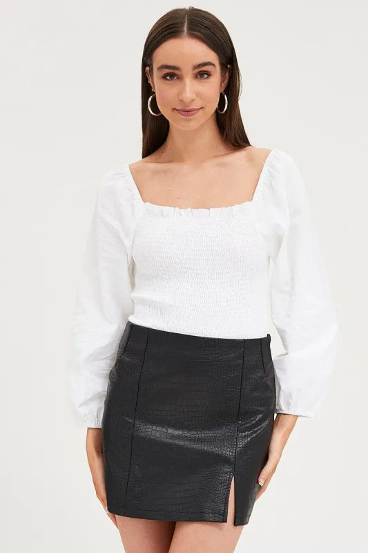 White Bodysuit Top Long Sleeve sold by Ally Fashion