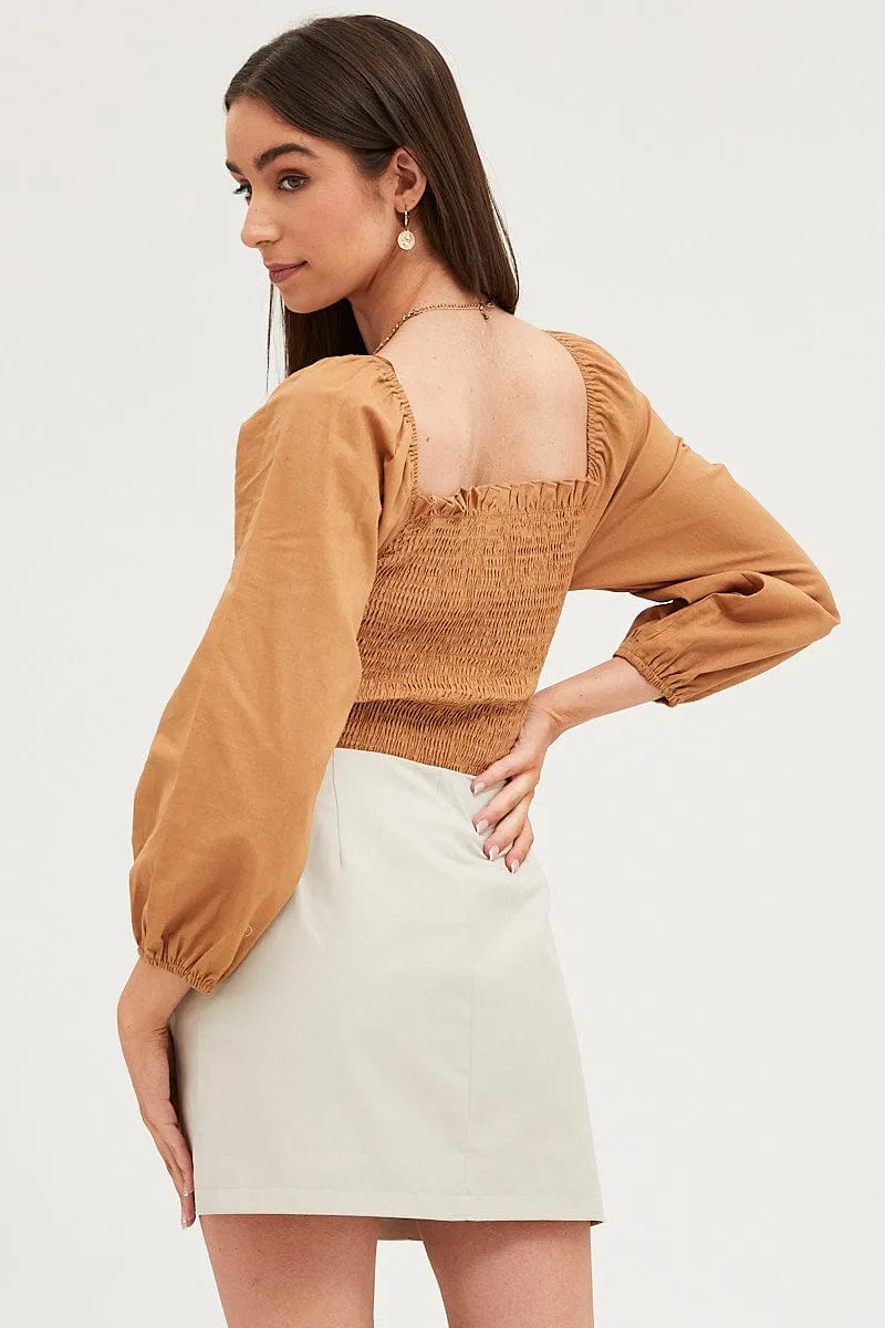 Brown Bodysuit Top Long Sleeve sold by Ally Fashion product image thumbnail 5