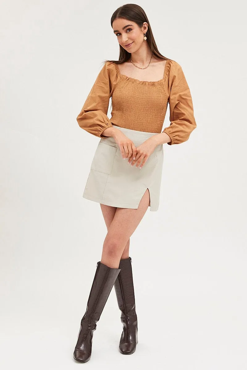 Brown Bodysuit Top Long Sleeve sold by Ally Fashion product image thumbnail 3