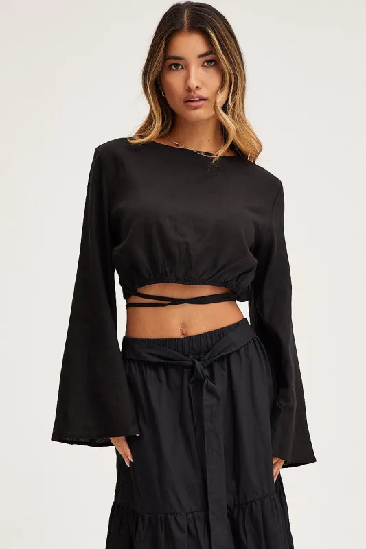 Black Crop Top Long Sleeve sold by Ally Fashion