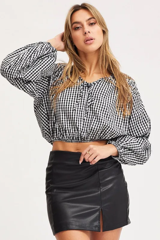 Check Crop Top Long Sleeve sold by Ally Fashion