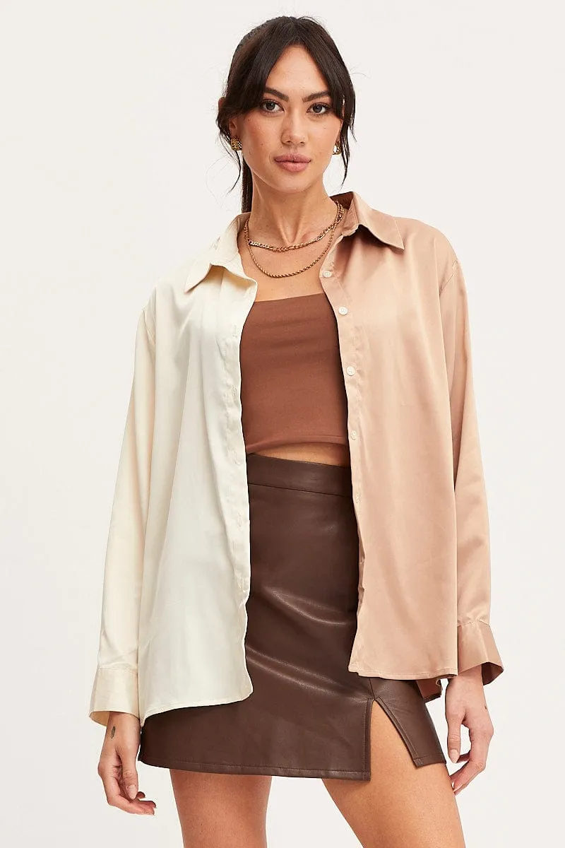 Multi Shirt Top Long Sleeve Collared Satin sold by Ally Fashion product image thumbnail 3