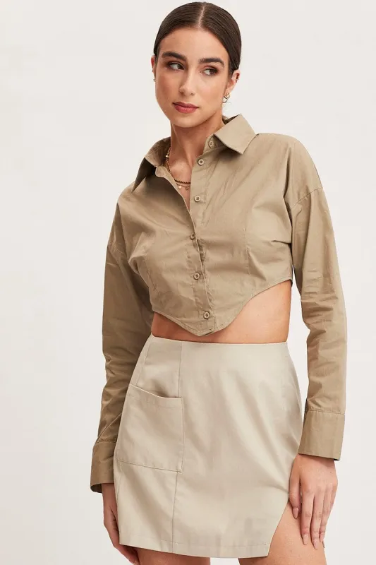 Green Shirt Top Long Sleeve Collared sold by Ally Fashion