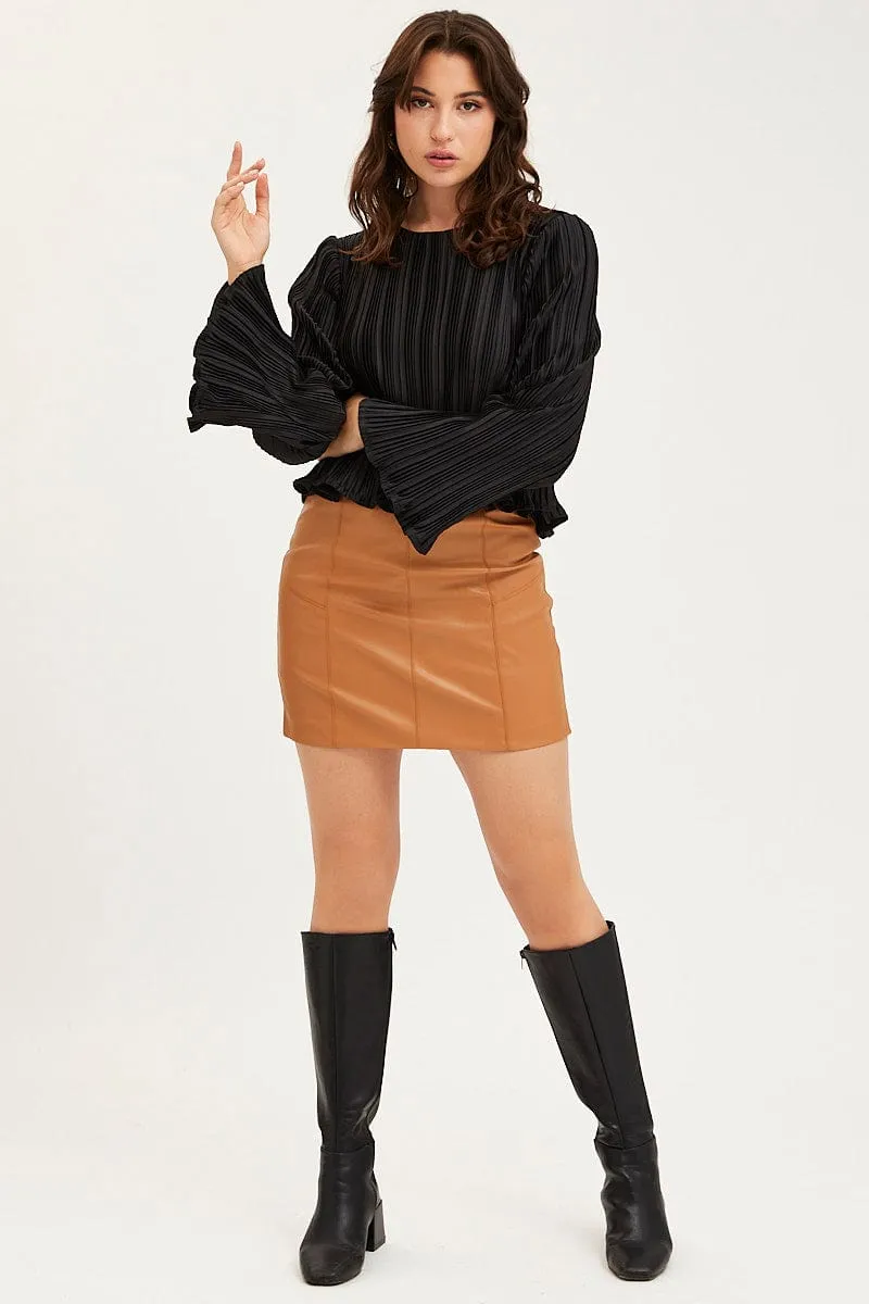 Black Plisse Top Long Sleeve sold by Ally Fashion product image thumbnail 2