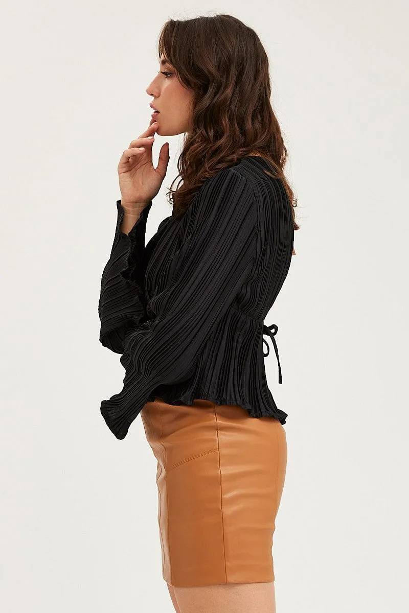 Black Plisse Top Long Sleeve sold by Ally Fashion product image thumbnail 4