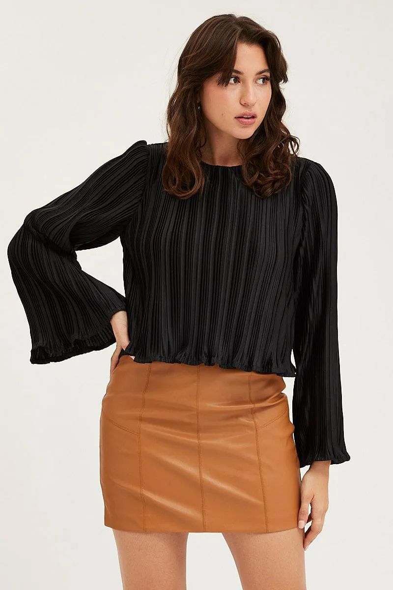 Black Plisse Top Long Sleeve sold by Ally Fashion product image thumbnail 3