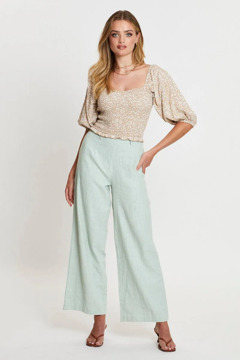 Ditsy Print Peplum Shirts Short Sleeve Sweetheart sold by Ally Fashion product image thumbnail 2