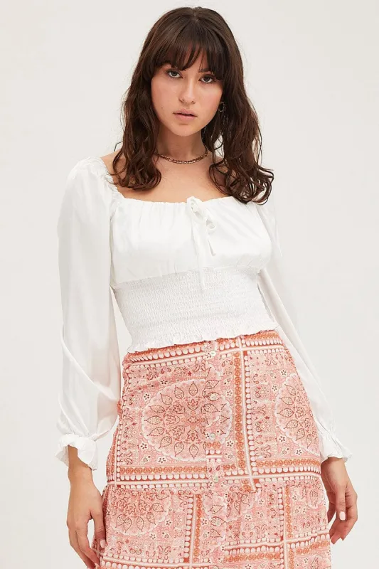 White Crop Top Long Sleeve sold by Ally Fashion