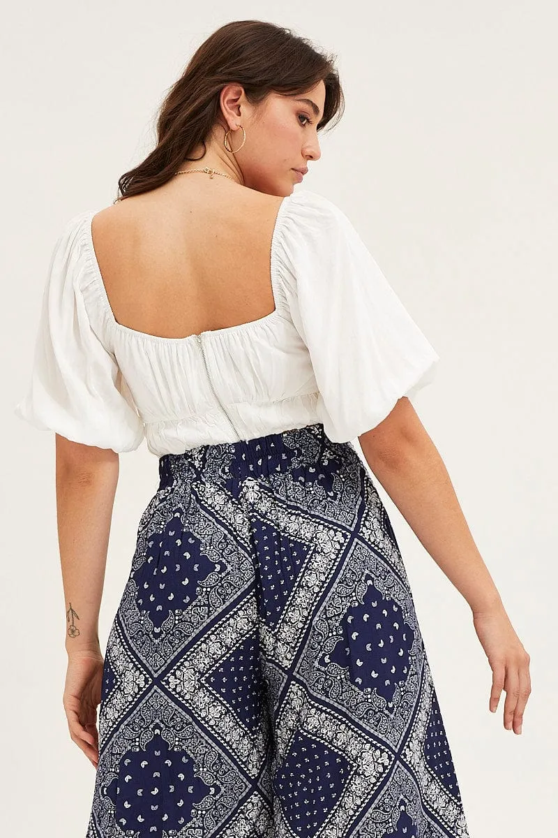 White Crop Top Short Sleeve Sweetheart sold by Ally Fashion product image thumbnail 5