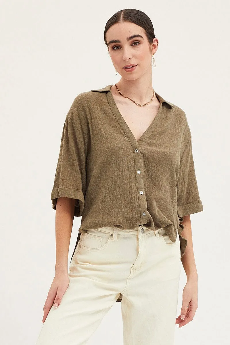 Green Shirt Top Short Sleeve sold by Ally Fashion product image thumbnail 3