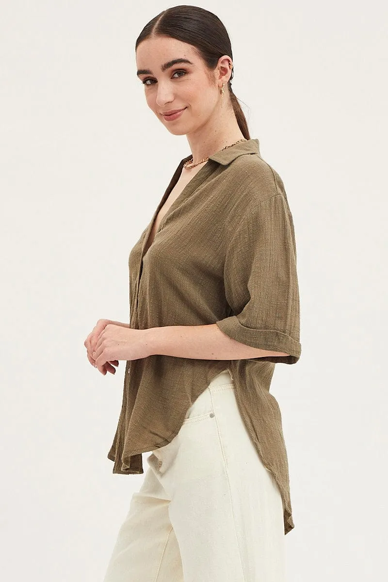 Green Shirt Top Short Sleeve sold by Ally Fashion product image thumbnail 4