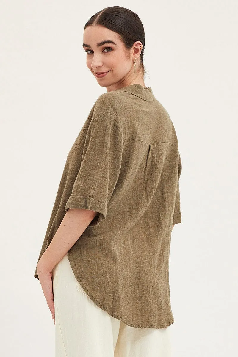 Green Shirt Top Short Sleeve sold by Ally Fashion product image thumbnail 5