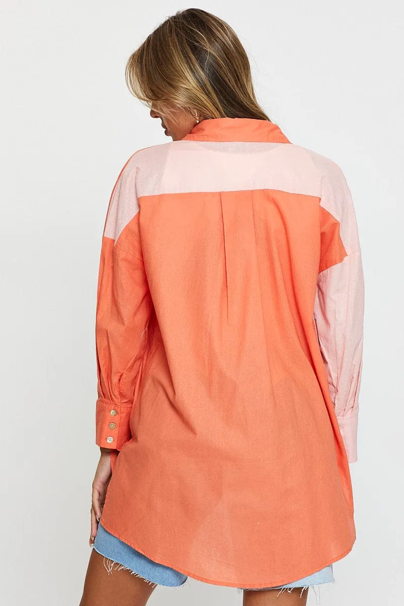 Orange Oversized Shirts Long Sleeve sold by Ally Fashion product image thumbnail 5