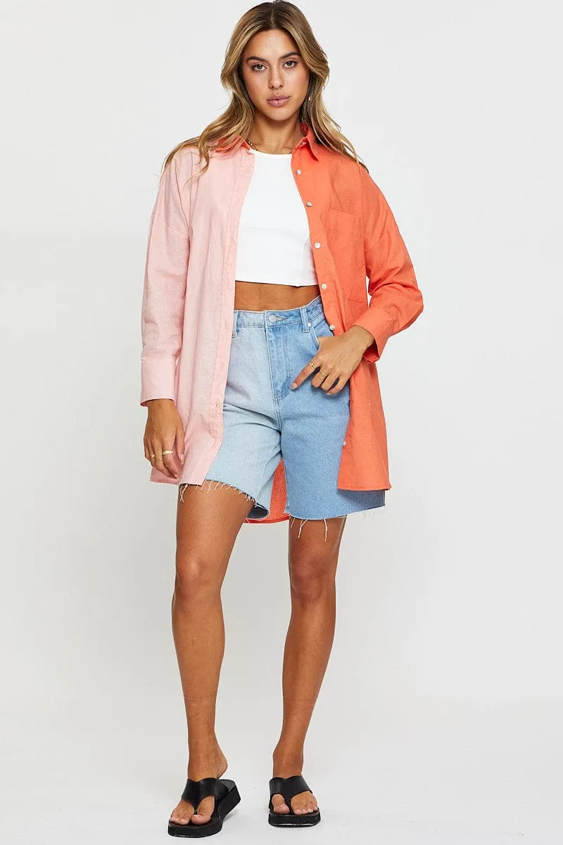 Orange Oversized Shirts Long Sleeve sold by Ally Fashion product image thumbnail 2