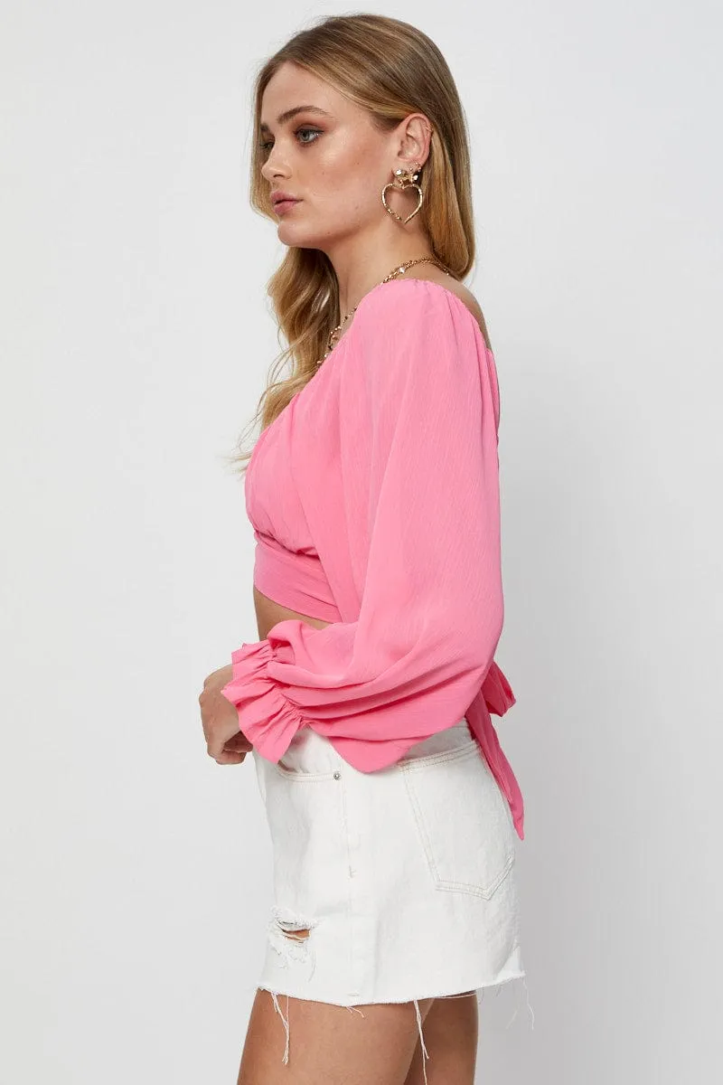 Pink Crop Top Long Sleeve sold by Ally Fashion product image thumbnail 4