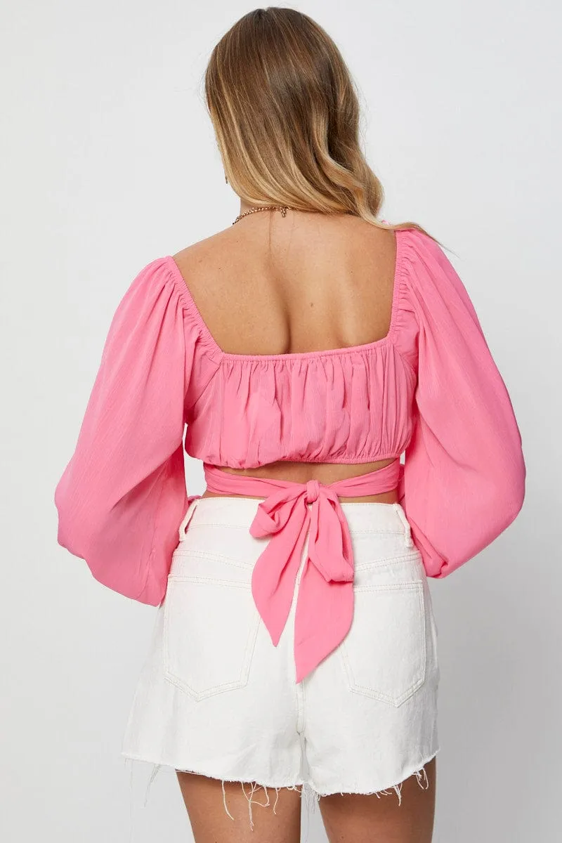 Pink Crop Top Long Sleeve sold by Ally Fashion product image thumbnail 5