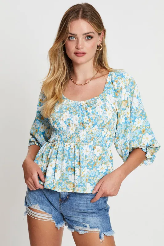 Print Smock Top Short Sleeve sold by Ally Fashion