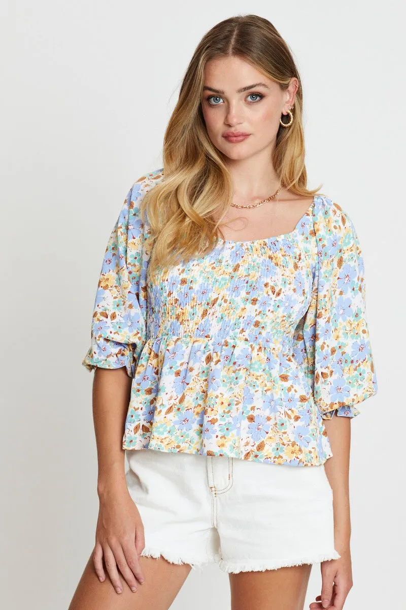 Print Smock Top Short Sleeve sold by Ally Fashion