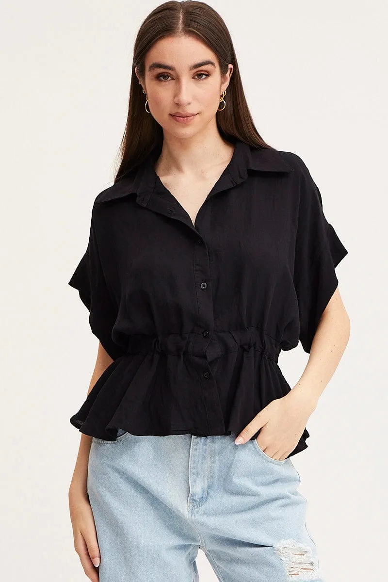 Black Shirt Top Short Sleeve sold by Ally Fashion product image thumbnail 3