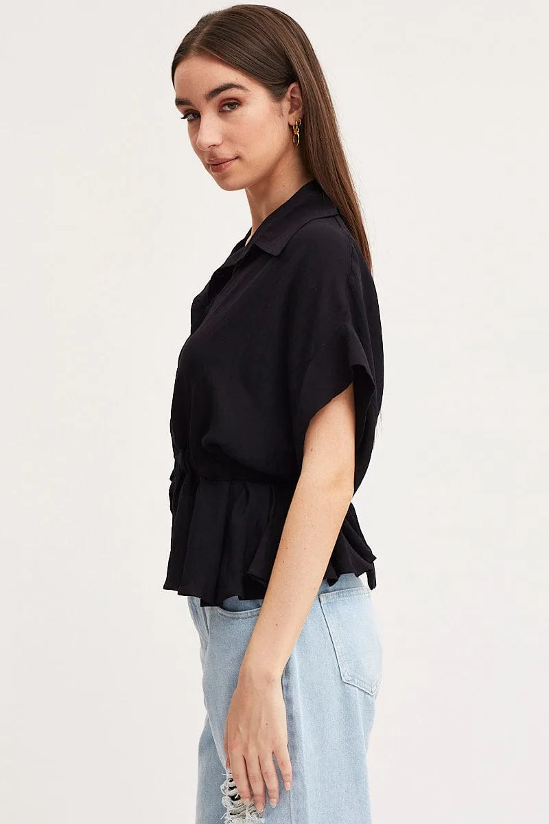 Black Shirt Top Short Sleeve sold by Ally Fashion product image thumbnail 4