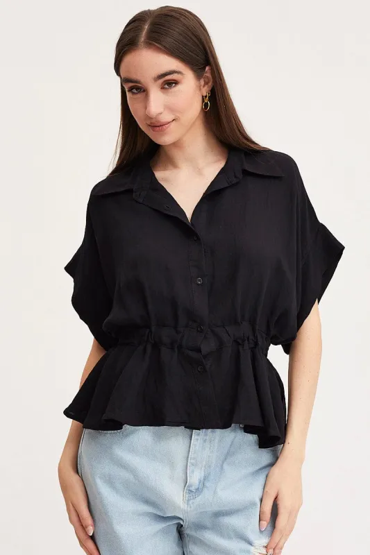 Black Shirt Top Short Sleeve sold by Ally Fashion