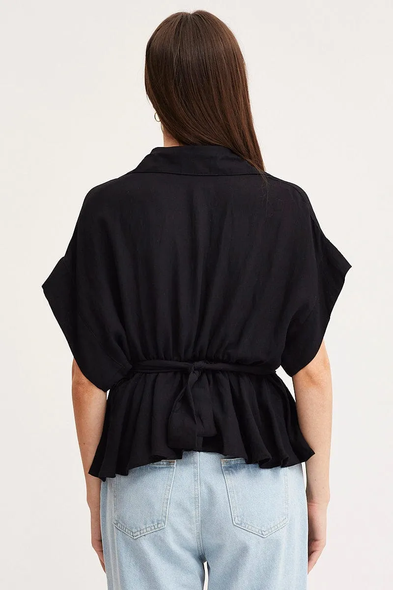 Black Shirt Top Short Sleeve sold by Ally Fashion product image thumbnail 5