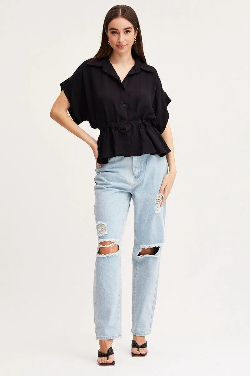 Black Shirt Top Short Sleeve sold by Ally Fashion product image thumbnail 2