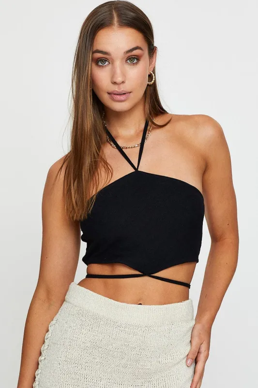 Black Halter Top Sleeveless sold by Ally Fashion