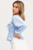 Blue Peplum Top Long Sleeve Semi Crop sold by Ally Fashion