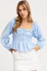 Blue Peplum Top Long Sleeve Semi Crop sold by Ally Fashion