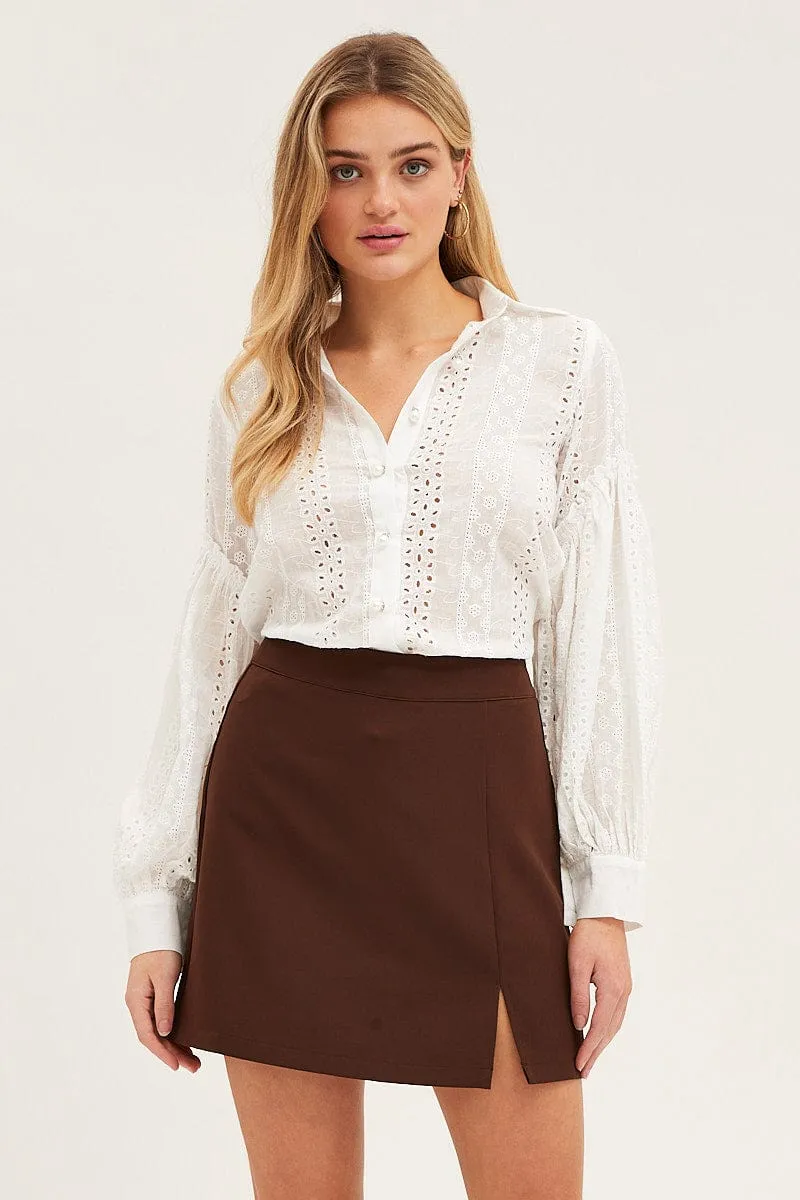 White Balloon Sleeve Eyelet Shirt sold by Ally Fashion product image thumbnail 3