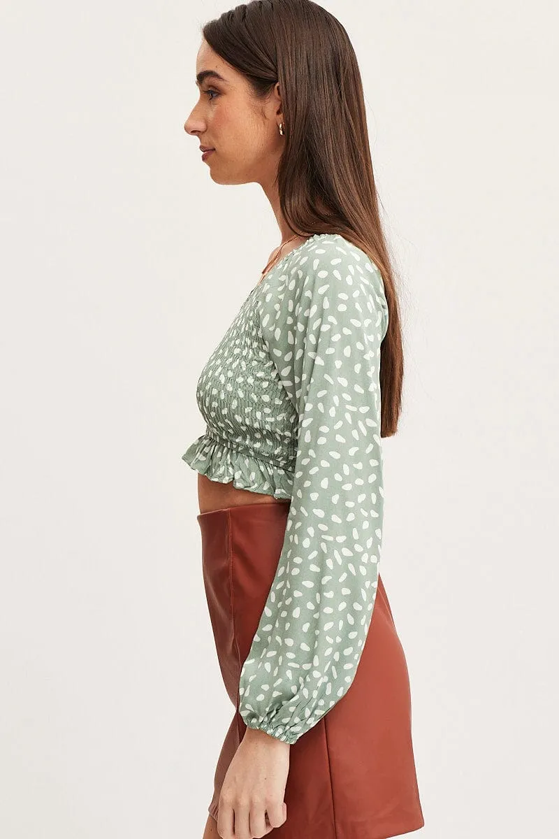 Geo Print Crop Top Long Sleeve sold by Ally Fashion product image thumbnail 4