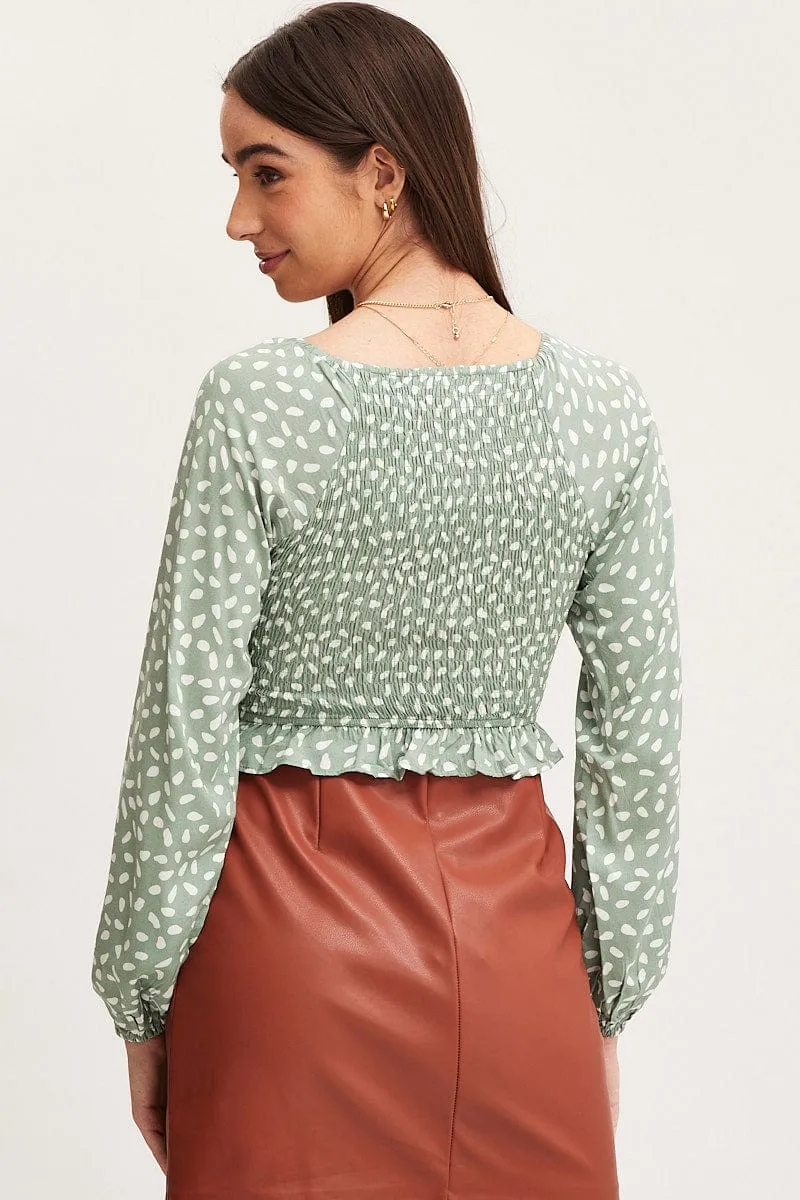 Geo Print Crop Top Long Sleeve sold by Ally Fashion product image thumbnail 5