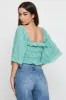 Green Print Crop Top Short Sleeve Crop Square Neck sold by Ally Fashion