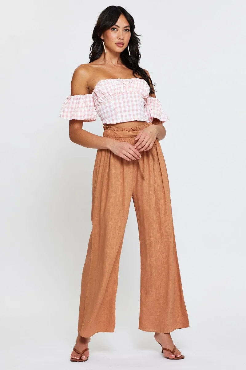 Check Crop Top Off Shoulder Short Sleeve sold by Ally Fashion product image thumbnail 2