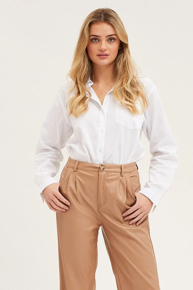 White Cotton Poplin Long Sleeve Button Up Shirt sold by Ally Fashion product image thumbnail 3