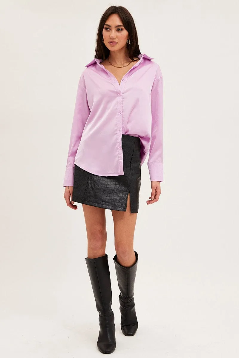Purple Shirt Top Long Sleeve Satin sold by Ally Fashion product image thumbnail 2
