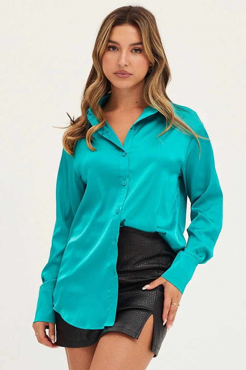 Green Shirt Top Long Sleeve sold by Ally Fashion