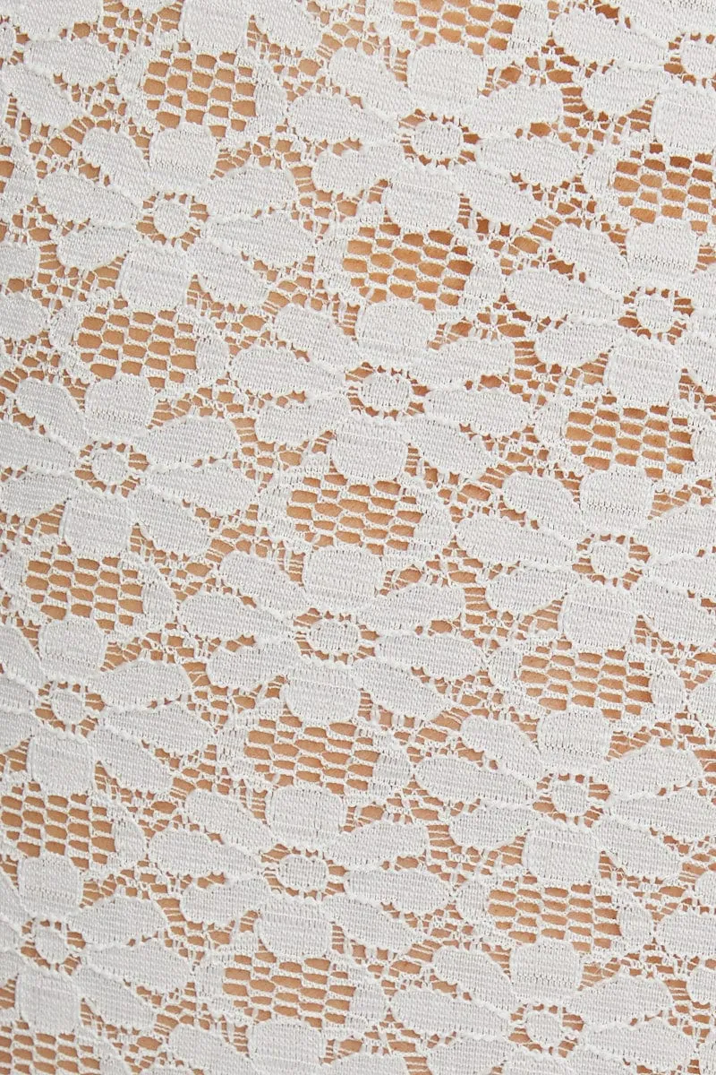 White Lace Tie Front Puff Sleeve Top sold by Ally Fashion product image thumbnail 5