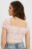 Pink Button Front Puff Sleeve Milkmaid Top sold by Ally Fashion