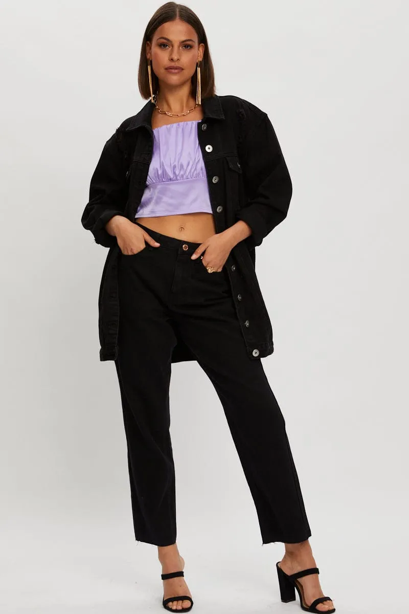 Purple Ruched Satin Crop Cami Top sold by Ally Fashion product image thumbnail 5