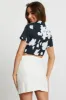 Print Button Front Crop Shirt sold by Ally Fashion