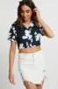 Print Button Front Crop Shirt sold by Ally Fashion