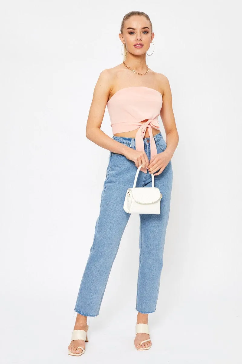 Pink Tie Front Bandeau Top sold by Ally Fashion product image thumbnail 3