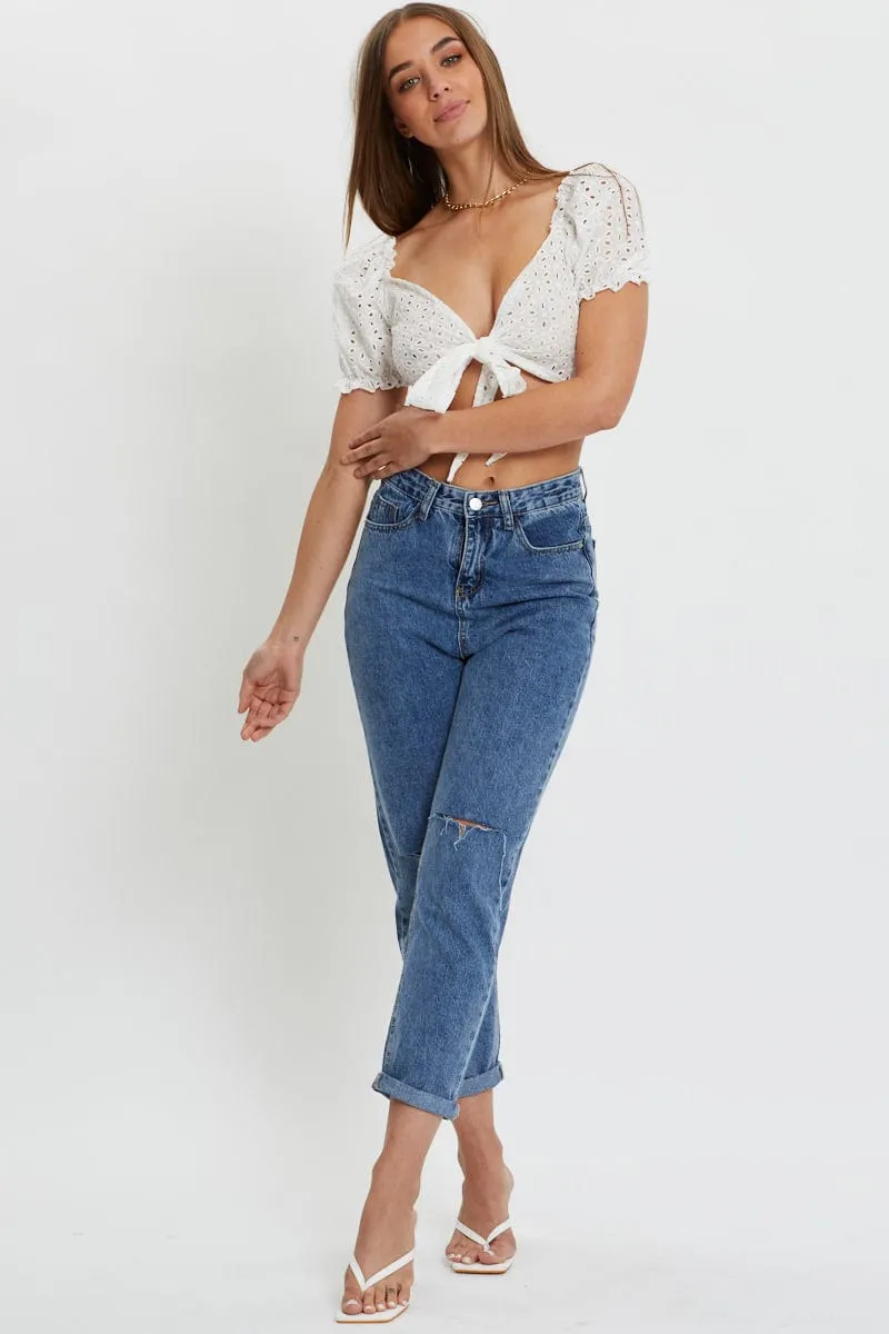White Puff Sleeve Top Short Sleeve Crop sold by Ally Fashion product image thumbnail 3
