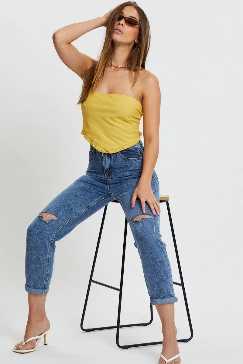 Yellow Ruffle Hem Scarf Top sold by Ally Fashion product image thumbnail 3