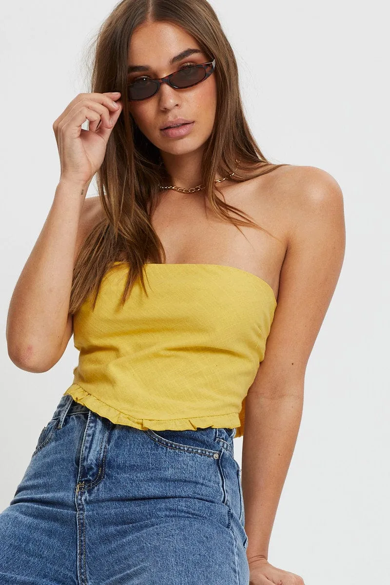 Yellow Ruffle Hem Scarf Top sold by Ally Fashion product image thumbnail 2