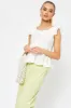White Frill Sleeve Peplum Top sold by Ally Fashion